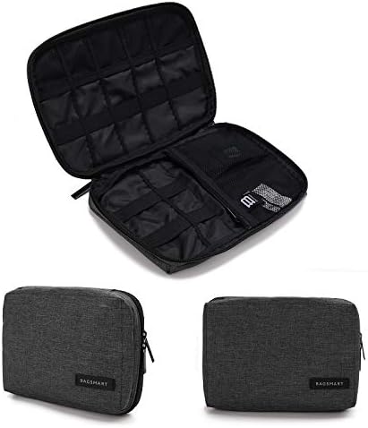 BAGSMART Electronic Organizer, Travel Cable Organizer Double Layer Electronics Accessories Cases Portable for Tablet 7.9", USB Drive, Cords, Black - PuriLite