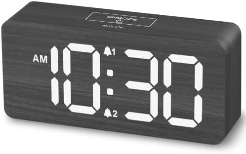 Purilite Select Wooden Digital Alarm Clock with Large LED Display - PuriLite