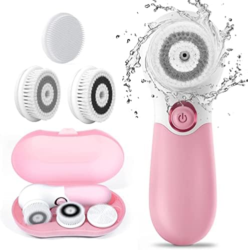 Facial Cleansing Brush Electric Facial Exfoliating Massage Brush with 3 Cleanser Heads and 2 Speeds Adjustable for Deep Cleaning, Removing Blackhead, Face Massaging - PuriLite