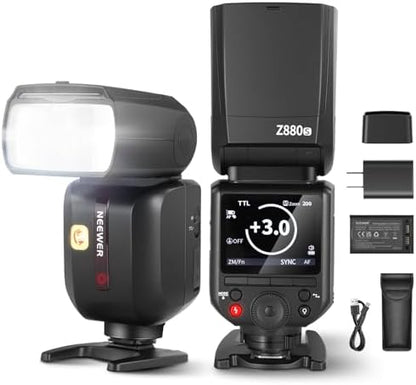 NEEWER Z880-C 2.4G 76Ws TTL Camera Flash Speedlite Compatible with Canon, Upgraded UI, Adjustable Modeling Lamp, TTL/M Quick Switch TCM Key, 1/8000s HSS 7.4V/2600mAh Battery 480 Full Power Flash - PuriLite