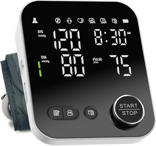 Blood Pressure Machine for Home Use, Adjustable 8.7"-16.5" Upper Arm Cuff Dual User Mode Voice Broadcast LED Backlit Display Monitor with Storage Bag - PuriLite