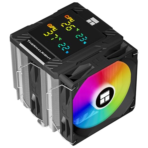 Thermalright Peerless Assassin 120 Digital ARGB Black CPU Air Cooler, Digital Screen Top Cover,6 Heatpipes Computer CPU Cooler, for AM4/AM5,Intel LGA1700/1851/1150/1151/1200,PC Cooler-Black ARGB - PuriLite
