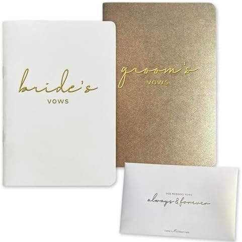 WeddingGiftsWedding Vow Books His and Hers Soft Touch Gold Foil Engraving Vow Books Wedding Essentials Wedding Accessories(TR-HH-Black) - PuriLite