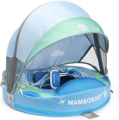 Mambobaby Baby Swim Float with Canopy, Non-Inflatable Solid Baby Float, Upgrade Soft Skin-Friendly Material Infant Swim Float - PuriLite