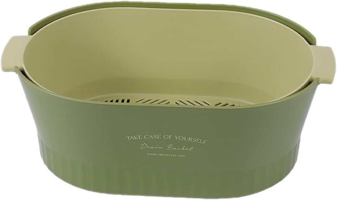 Kitchen Washbas Food Strainer Drain Basket Rotating Drainer Double-Layer Basin Vegetable Fruit Washing Strainer - PuriLite