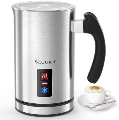 Secura Electric Milk Frother, Automatic Milk Steamer Warm or Cold Foam Maker for Coffee, Cappuccino, Latte, Stainless Steel Milk Warmer with Strix Temperature Controls (Black) - PuriLite