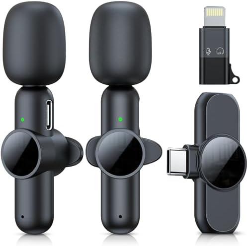 2 Pack Wireless Lavalier Microphone for iPhone iPad, RICCHI Mini Microphone Plug-Play Wireless Mic for Video Recording, Interview, YouTube, Facebook, TikTok, Auto Sync and Noise Reduction - PuriLite