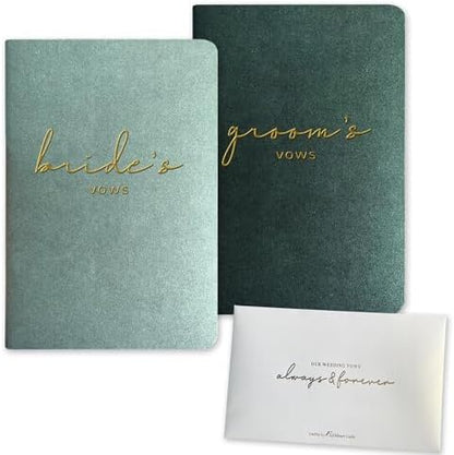 WeddingGiftsWedding Vow Books His and Hers Soft Touch Gold Foil Engraving Vow Books Wedding Essentials Wedding Accessories(TR-HH-Black) - PuriLite
