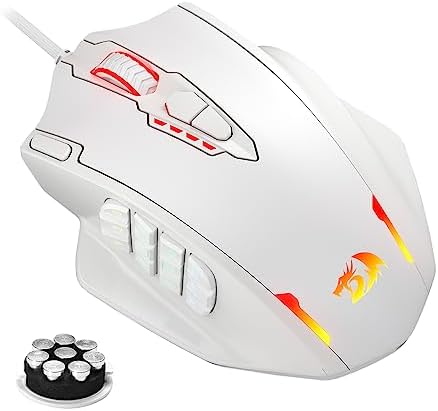 Redragon M913 Impact Elite Wireless Gaming Mouse, 16,000 DPI Wired/Wireless RGB Mouse with 16 Programmable Buttons, 45 Hr Battery and Pro Optical Sensor, 12 Side Buttons MMO Mouse - PuriLite