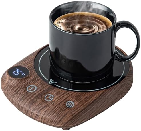 MYMULIKE Mug Warmer, Coffee Mug Warmer for Desk with 4 Temperature Settings (55℃/65℃/75℃/85℃), Coffee Warmer with Auto Shut Off, 1-12 Hour Timer, Desk Accessories for Office/Home - PuriLite