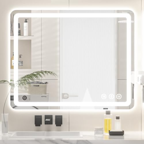 Lmsedf 24" x 32"Rectangle LED Bathroom Mirror with Lights, Backlit & Front Lighted, Wall-Mounted Vanity Mirror 3000K/4000K/6000K, Memory Functions, Anti-Fog, Dimmable Smart Mirror - PuriLite