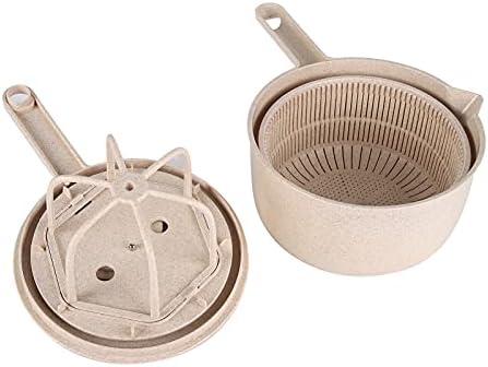 Salad Spinner, Lettuce Spinner with Bowl and Colander Manual Lettuce Dryer with Egg Strainer for Kitchen Manual Vegetables Rice Washin(Beige) - PuriLite