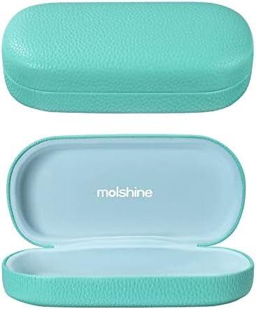 molshine Hard Shell Leather Sunglasses Case,Classic Large Glasses Case for Women Men,Sunglass Eyeglasses - PuriLite