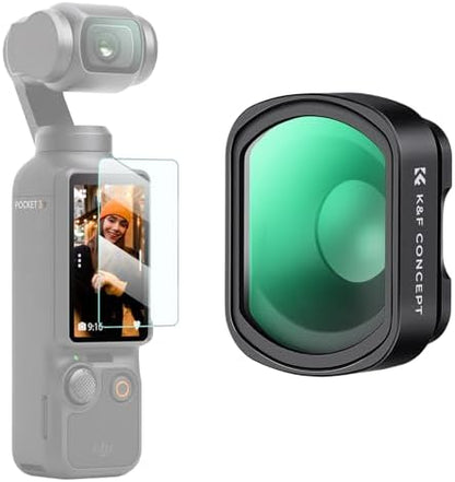 K&F Concept Wide-Angle Lens Compatible with DJI Osmo Pocket 3, Magnetic Attach/Multi-Coated/Optical Glass - PuriLite