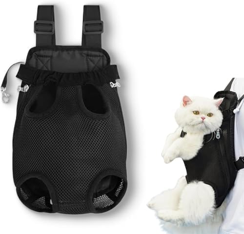 Liahelianx Pet Backpack for Dogs&Cats-Outdoor-Ready Adjustable Chest Straps,Ventilated Mesh Window&Legs-Out Design,Lightweight Travel Backpack for Hiking/Camping (Small to Medium Pets) (Pink) - PuriLite