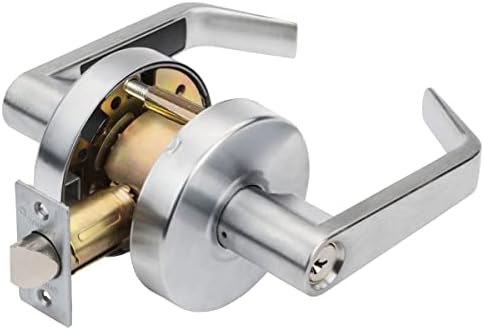 Dynasty Hardware AUG-00-26D Grade 2 Commercial Duty Office Door Keyed Lever Lockset, ADA, Satin Chrome Finish - PuriLite