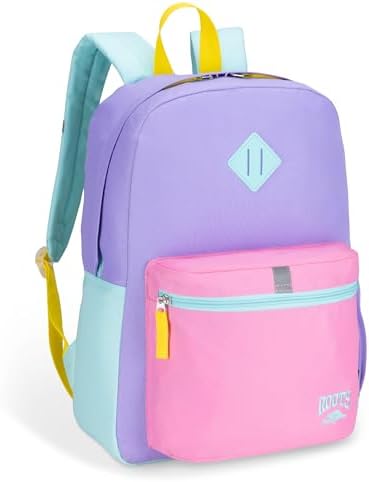 Roots Kids Lightweight Backpack — Made from 100% Recycled Fabrics with Rain Flap, Bottle Pocket, Reflective Accent, and Back Padding — 22.5 litres, Pink & Purple - PuriLite
