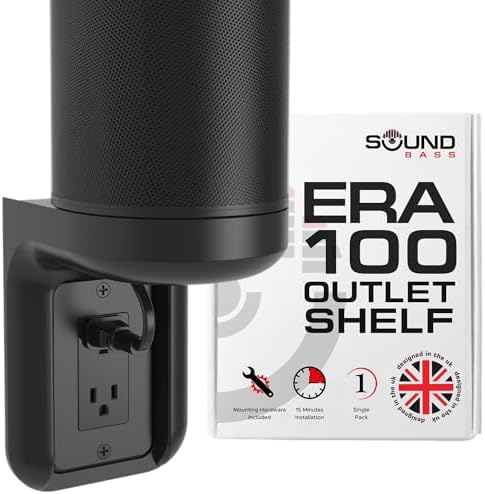 ERA100 Shelf Wall Outlet AC, White, Home, Compatible with Sonos ERA 100, Plug Mount Organizer, Bathroom, Kitchen, Bedrooms, Cord Management, Easy Installation, Mounting Kit Included - PuriLite