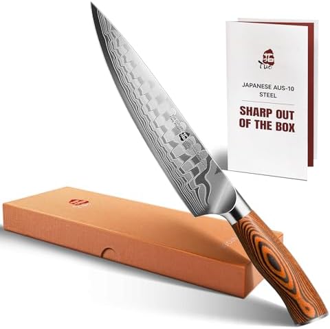 TUO Boning Knife - Razor Sharp Fillet Knife - High Carbon German Stainless Steel Kitchen Cutlery - Pakkawood Handle - Luxurious Gift Box Included - 7 inch - Fiery Phoenix Series - PuriLite