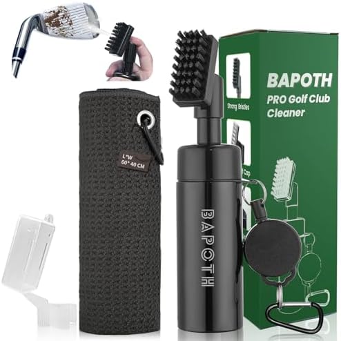 BAPOTH Golf Club Cleaner, Non-Leaking Stretchable Golf Brush with Golf Towel (60 * 40cm), Strong Bristles Brush Can Hold 5 oz Water, Essentials Golf Accessories Gifts for Men Women - PuriLite