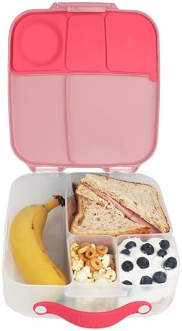 b.box 5-Compartment bento Style Lunch Box for Kids, Toddlers, Childrens, BPA-Free Food Storage Container with Cooler Pack, ON-The-GO Food Box with Handles Included Custom Divider, Lemon Twist - PuriLite
