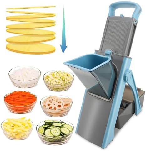 MEKOTRIN Vegetable Chopper Mandoline Slicer for Kitchen, Vegetable Food Slice Potato Slicer Chopper, Veggie Chopper with Container, Adjustable Thickness Julienne + Dicer, Kitchen Tools Gadgets, Green - PuriLite