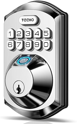 TEEHO TE002 Fingerprint Door Lock, Smart Keyless Entry Electronic Keypad Deadbolt for Front Door - Auto Lock - Easy Installation - Matte Black - PuriLite