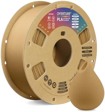 OVERTURE PLA Filament 1.75mm PLA 3D Printer Filament, 1kg Cardboard Spool (2.2lbs), Dimensional Accuracy +/- 0.02mm, Fit Most FDM Printer (Black 1-Pack) - PuriLite