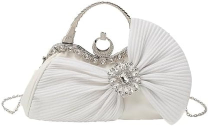 Buric Clutch Purses for Women Rhinestone Evening Handbag Bridal Wedding Prom Purse Formal Party Bow Tie Clutch for Women - PuriLite