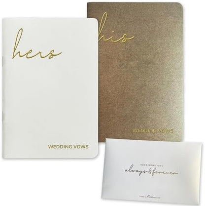 WeddingGiftsWedding Vow Books His and Hers Soft Touch Gold Foil Engraving Vow Books Wedding Essentials Wedding Accessories(TR-HH-Black) - PuriLite