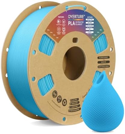 OVERTURE PLA Filament 1.75mm PLA 3D Printer Filament, 1kg Cardboard Spool (2.2lbs), Dimensional Accuracy +/- 0.02mm, Fit Most FDM Printer (Black 1-Pack) - PuriLite