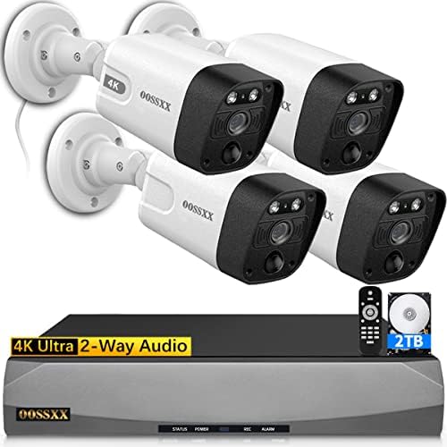 (4K/8.0MP,130°Ultra Wide Angle,2-Way Audio) Wired PoE Camera System with Monitor Outdoor IP Camera for House Indoor Home Security Systems, PIR Surveillance Cameras Video DVR Set - PuriLite