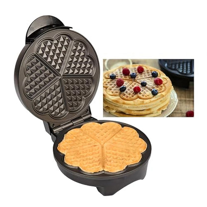 Mini Maker Waffle Maker 5“ Non-Stick Waffler Iron Stuffler Stuffed Wafflera Adjustable Browning Control, Heart, Pink - PuriLite