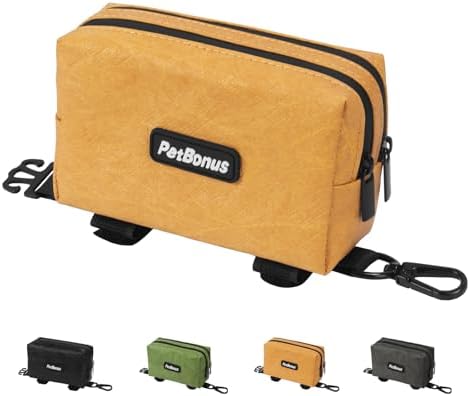 PetBonus Waterproof Dog Poop Bag Holder for leashes, Portable Pet Waste Bag Dispenser, 2 Pouches for Treat Holder and Walking Accessories, Fit All Leashes, Includes 1 Roll of Dog Poop Bags (Green) - PuriLite