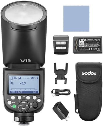 Godox V1S Professional Camera Flash Speedlite TTL Speedlight Round Head Wireless 2.4G Fresnel Zoom Compatible with Sony a7RII a7R a58 a99 ILCE6000L a7RIII a7R3 a9 a77II a77 a350 Camera for Photography - PuriLite