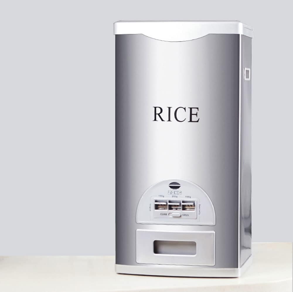Rice Tank Rice Storage Rice Storage Container Stainless Steel 25/33/45/55/66LB Sealed Grain Rice Cabinet Rice Storage Bucket (Black 20kg) - PuriLite