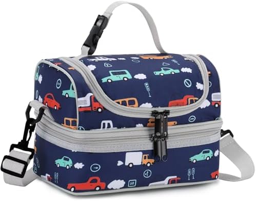 VASCHY Lunch Box Bag Men, Insulated Two Compartments Bento Cooler Bags for Adults/Women/Kids for School,Daycare,Kindergarten,Picnic Black - PuriLite