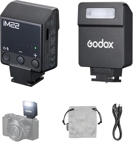 Godox IM20/IM22 Mini Camera Flash,3s Recycle Time,440 Full Power Flash Time Built in Lithium Battery for Fuji,for Canon,for Nikon,for Sony, for Olympus Camera (im22) - PuriLite