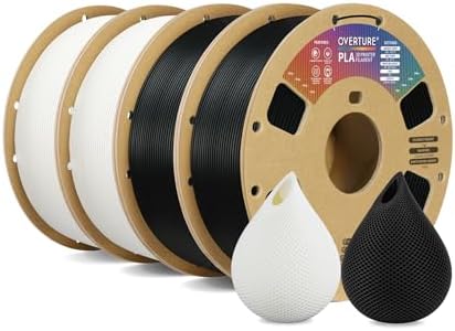 OVERTURE PLA Filament 1.75mm PLA 3D Printer Filament, 1kg Cardboard Spool (2.2lbs), Dimensional Accuracy +/- 0.02mm, Fit Most FDM Printer (Black 1-Pack) - PuriLite