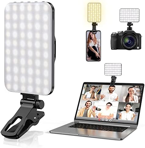 Anautin Selfie Light, 60 LED 2200mAh Rechargeable Clip Fill Video Light (Black) - PuriLite