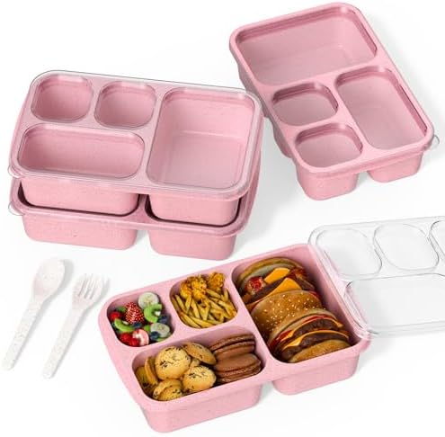 Large Capacity Bento Box for Adults, 4-Piece Set – Stackable Lunch Box with 4 Compartments, Microwave & Dishwasher Safe, Reusable Meal Prep Containers, Snack Containers for Kids & Adults (4 Colors) - PuriLite