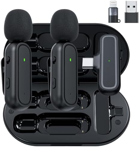 3 in 1 Wireless Lavalier Microphone for iPhone iPad Android Camera USB-C, Mini Microphone with Noise Reduction, Plug-Play Wireless Microphone for YouTube, Video Recording, Interviews, TikTok, Vlog - PuriLite