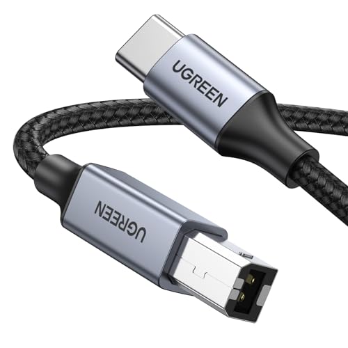 UGREEN USB C Printer Cable C to A Printer Scanner Braided MIDI Cable Compatible with DJ Controller, MIDI Keyboard, Digital Mixing Console, Piano Keyboard for MacBook Pro, iPad, 6ft - PuriLite