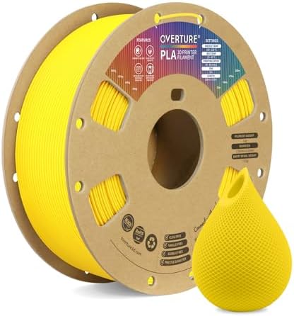 OVERTURE PLA Filament 1.75mm PLA 3D Printer Filament, 1kg Cardboard Spool (2.2lbs), Dimensional Accuracy +/- 0.02mm, Fit Most FDM Printer (Black 1-Pack) - PuriLite
