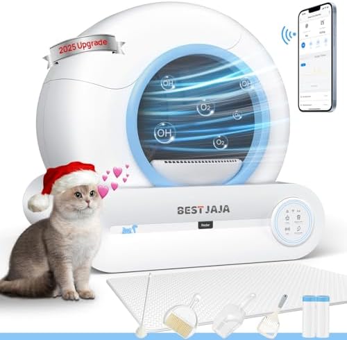 Self Cleaning Litter Box, 2025 Upgraded Automatic Cat Litter Box with Mat & Multiple Cleaning Tools, 68L+9L Large Capacity Litter Box Robot, Suitable for Multiple Cats, APP Control (Blue) - PuriLite