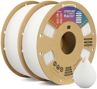 OVERTURE PLA Filament 1.75mm PLA 3D Printer Filament, 1kg Cardboard Spool (2.2lbs), Dimensional Accuracy +/- 0.02mm, Fit Most FDM Printer (Black 1-Pack) - PuriLite