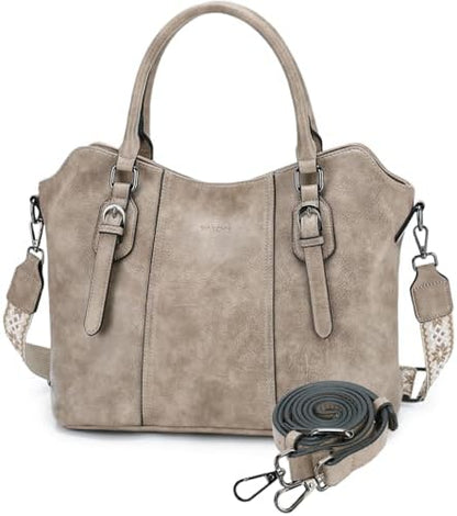 Hobo Bags for Women,VASCHY Vegan Leather Handbag Purse Top Handle Satchel Boho Shoulder Bag with Crossbody Guitar Strap - PuriLite