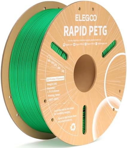 ELEGOO Rapid PETG Filament 1.75mm Black 1KG, 3D Printer Filament Max 600 mm/s High Speed Printing, Dimensional Accuracy +/- 0.02 mm Fit Most FDM Printer 1kg Cardboard Spool - PuriLite