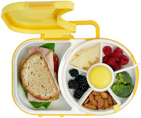 GoBe Kids Lunchbox - Reusable Snack Container with 5 Compartment Dispenser and Lid | BPA and PVC Free | Dishwasher Safe | No Spill, Leakproof - PuriLite