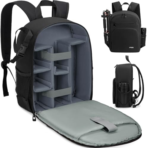IPEB Camera Backpack Bag with Tripod Holder Water Resistant Camera Cases Photography Backpack Anti-Theft for DSLR Camera - PuriLite